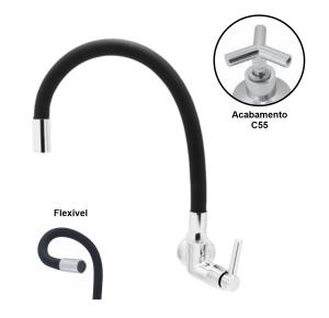 Torneira Bica Movel Para Pia De Cozinha Mesa Fit Preta C55 1/4 Dn15 1169 Bognar